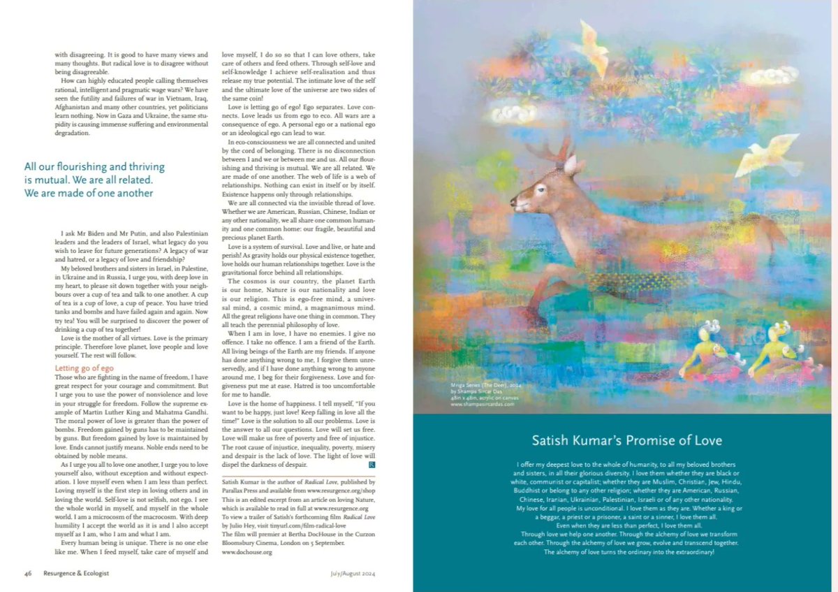 shampaSircar's tweet photo. My works featured in
Resurgence &amp; Ecologist magazine which has been in publication since 1966  in the United Kingdom 
My works featured in
Resurgence &amp; Ecologist magazine which has been in publication since 1966  in the United Kingdom 
The Article is by Satish Kumar 
#satishkumar https://t.co/D0YPwk2Dfy