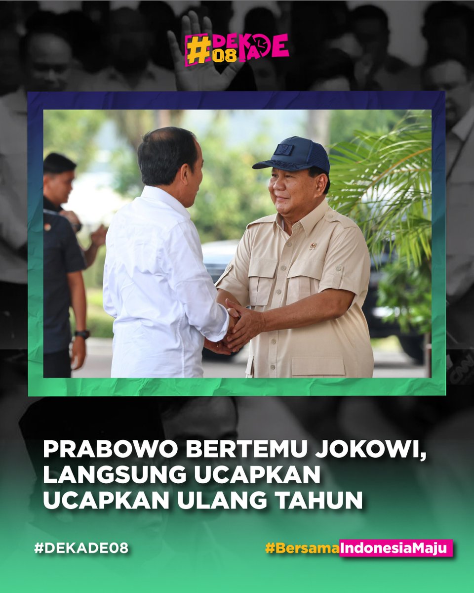 Menteri Pertahanan (Menhan) sekaligus presiden terpilih Prabowo Subianto memberikan ucapan selamat ulang tahun secara langsung kepada Presiden Joko Widodo (Jokowi) di Bandara Halim Perdana Kusuma, Jakarta, Jumat (21/6) sore.

#prabowo #gibran #prabowogibran #preiden #jokowi