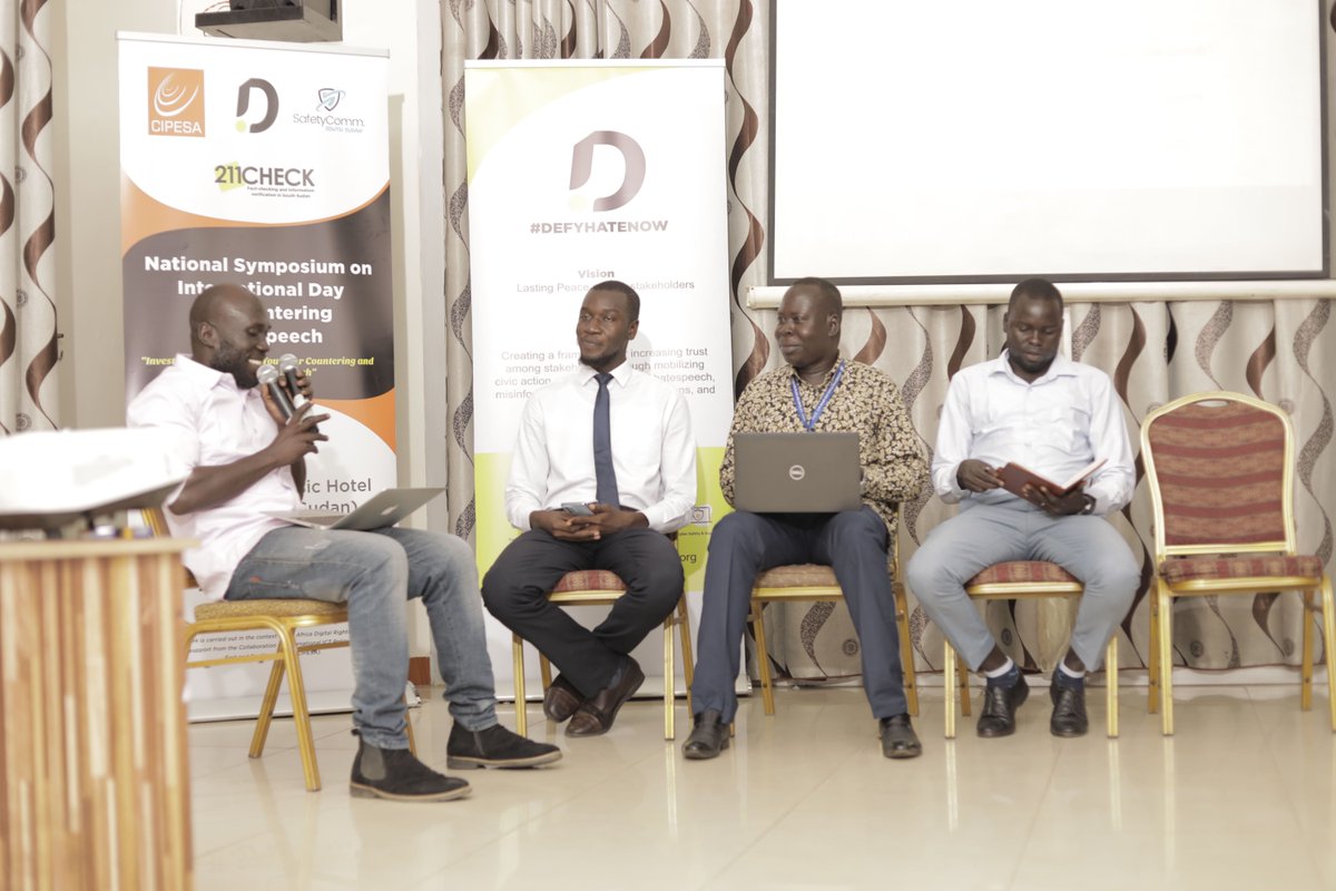 In the panel discussion just before lunch, the experts examined current legal frameworks
for addressing hate speech and the challenges in balancing free speech with the need to protect individuals from harmful rhetoric in #SouthSudan

#NoToHate #defyhatenow #TechAccountability