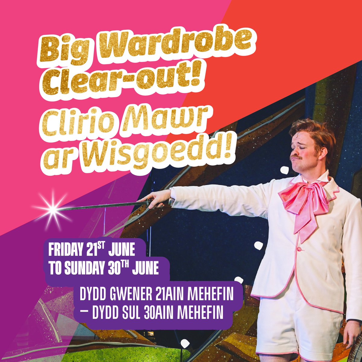 Wardrobe need a refresh?! 👗🧥
Our Costume Auction is NOW OPEN! 🎭

Click here to see all our auction listings &amp; help our redevelopment: bit.ly/3Rxagk3 
______
Angen adnewyddu eich cwpwrdd dillad?! 👗🧥
Mae ein Ocsiwn Wisgoedd AR AGOR NAWR! 🎭

Cliciwch yma i weld ein