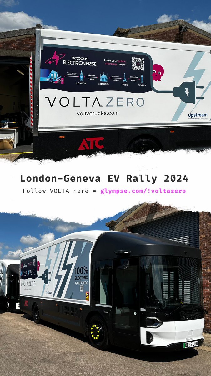 OctopusElectro's tweet image. It’s the London-Geneva #EVRally this weekend 🙌 and we’re getting involved in a BIG way! Volta will be driving their 16-ton electric trucks from London🇬🇧to Geneva🇨🇭using Electroverse for all things charging⚡️Follow Volta on their race across Europe here: glympse.com/!voltazero
