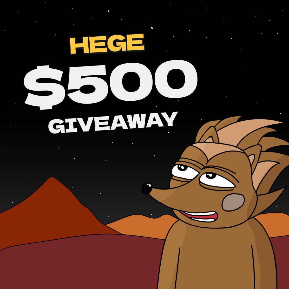 🦔 To celebrate $HEGE’s exchange listing debut on Tuesday, we will be giving away $100 to 5 lucky winners 🦔

📝 How to enter:
- Like this post
- Retweet
- Follow <a href="/HegeCoin/">$HEGE</a> 
- Comment your Solana wallet address below

🏆 Winners will be picked on Tuesday 25th June.

Good luck!