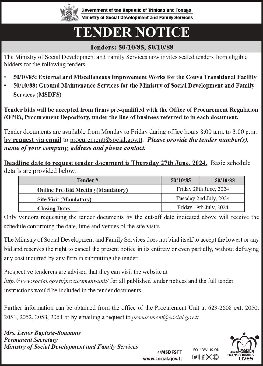 Ministry of Social Development and Family Services tweet media