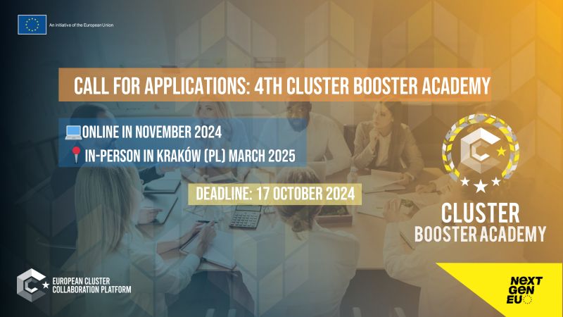 [<a href="/Clusters_EU/">European Cluster Collaboration Platform (ECCP)</a> ] 
 
 ❗ Ouverture des candidatures pour participer à la hashtag#ECCP Cluster Booster Academy! Ne manquez pas cette opportunité et envoyez votre candidature avant le 17/10
👉clustercollaboration.eu/content/call-a…