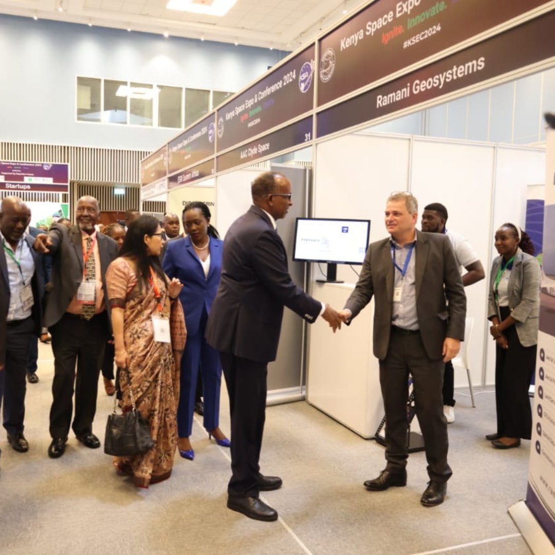 Ramani_Group's tweet photo. Exciting moments at the Kenya Space Expo! Our MD showcased cutting-edge solutions to the Defense CS H.E. Hon Aden Duale , sparking collaboration interest. This boosts our reputation and underscores Kenya's global space ambitions. #RAMANI@25 #KSEC2024 https://t.co/400JabQfvB
