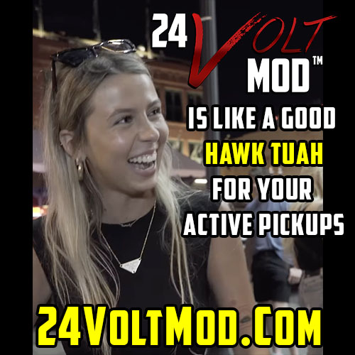 24VoltMod's tweet image. Give your active pickups a BOOST and give them a good HAWK TUAH with the 24 Volt Mod™. Take 20% off your MOD when you use discount code HAWKTUAH at checkout on our website, 24voltmod.com now until 6-30-24

#24voltmod #24vmod #hawktuah