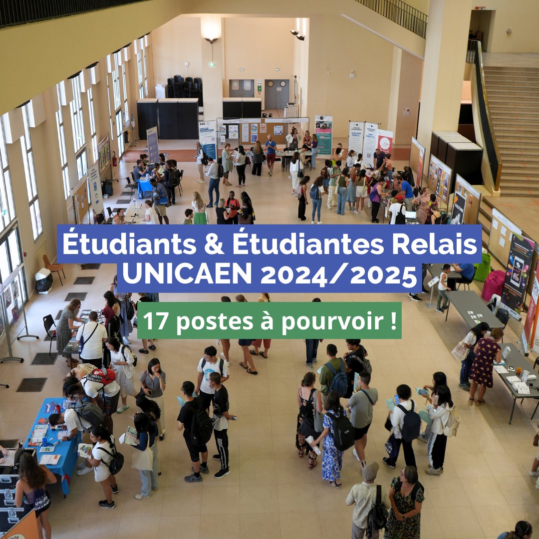 Universite_Caen's tweet photo. #AlerteEmploi 🚨 17 postes sont à pourvoir au BVE, Bureau de la vie étudiante. Nous recrutons des étudiant·es relais sur les sites de #Caen, #SaintLô, #Alençon, #Lisieux, #Vire, #Cherbourg pour 2024/2025. Candidatez avant le 30/06 !
👉 Offres &amp; missions : https://t.co/jpUBxPkaAl https://t.co/HV9BtvLlMJ