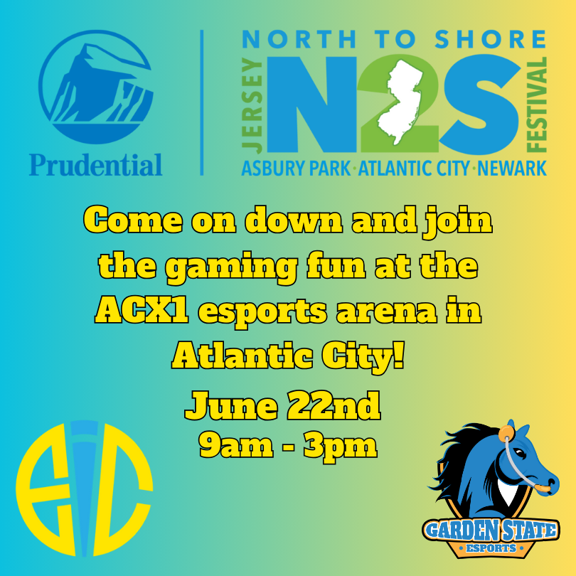 GSEsportsorg's tweet photo. Come and be a part of this unique esports experience @ACX1Studios
 as we host the North to Shore competition! Teams representing the Northern, Central, and Shore regions compete fiercely to bring home the championship!#esports #nj #newjersey #esportsedu #education #acx1studios https://t.co/l5am7VULKg