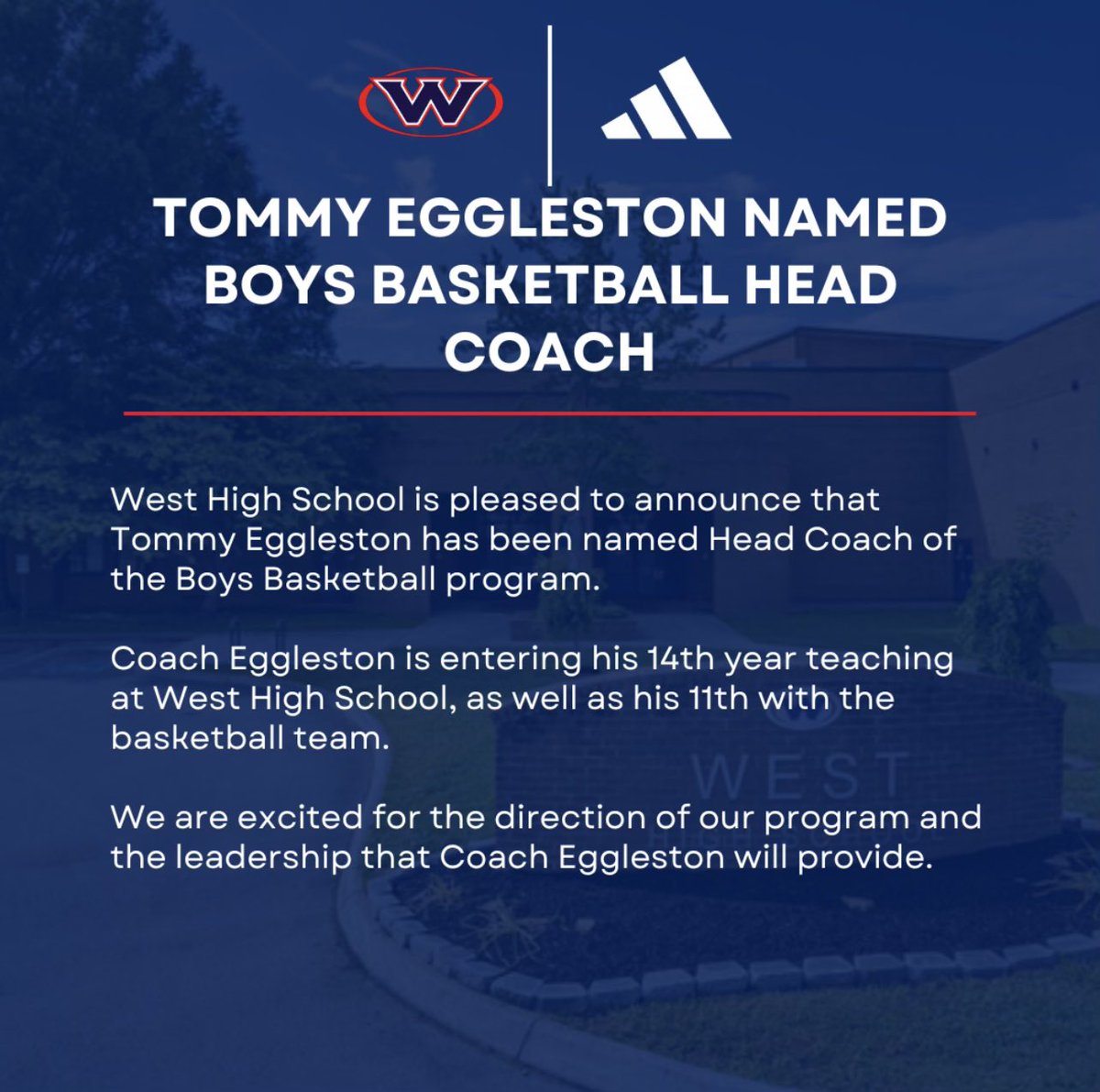 West Athletic Council (@westrebelsports) on Twitter photo West High School would like to welcome Tommy Eggleston as the new head coach of <a href="/westrebelshoops/">@westrebelshoops</a>! #OneWest West High School would like to welcome Tommy Eggleston as the new head coach of <a href="/westrebelshoops/">@westrebelshoops</a>! #OneWest