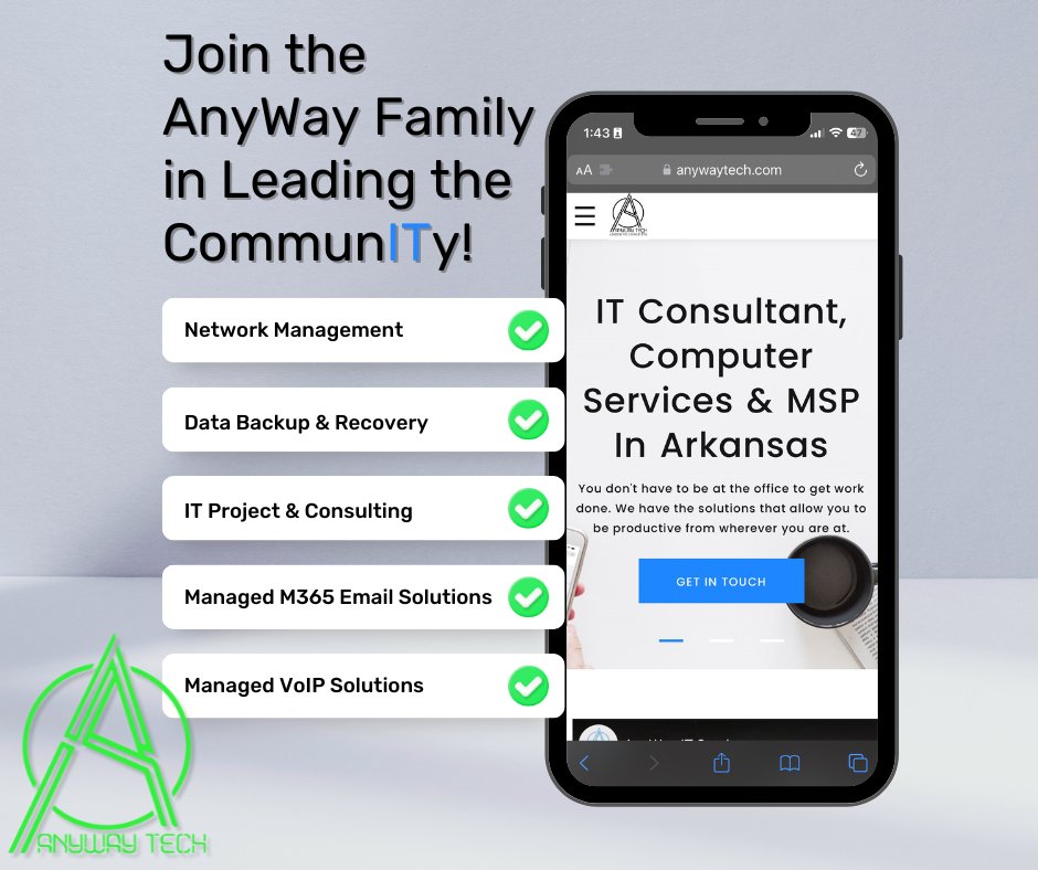 anywaytech's tweet image. Whatever your IT need, we have the solution. Contact our sales team today to see how we can create solutions for your business.

 #ITsolution #techsupport #innovationinIT #ITconsulting #technologyexpert #businesssolution #ITservices #techsolutions #AnyWayTech #LeadingtheCommunITy