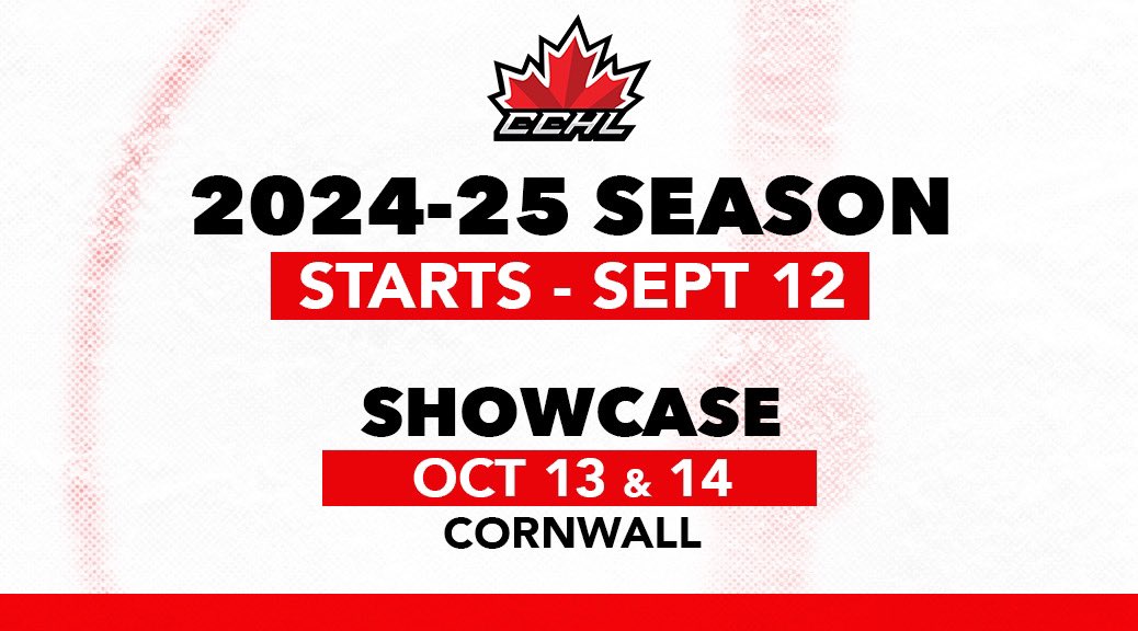 The CCHL (@thecchl) on Twitter photo The Central Canada Hockey League announces their start date for the 2024/25 season and the date of the Thanksgiving showcase!🏒🗓️
🗞️ | thecchl.ca/release-centra…
<a href="/BrockBraves/">Brockville Braves</a> <a href="/CPCANADIANS/">X - Carleton Place Canadians</a> <a href="/CornwallColts/">CornwallColts</a> <a href="/hawkesburyhawks/">Hawkesbury Hawks</a> <a href="/Kemptville73s/">Kemptville 73's</a> <a href="/GradsHockey/">Navan Grads</a> <a href="/Nepeanraiders/">Nepean Raiders</a> The Central Canada Hockey League announces their start date for the 2024/25 season and the date of the Thanksgiving showcase!🏒🗓️
🗞️ | thecchl.ca/release-centra…
<a href="/BrockBraves/">Brockville Braves</a> <a href="/CPCANADIANS/">X - Carleton Place Canadians</a> <a href="/CornwallColts/">CornwallColts</a> <a href="/hawkesburyhawks/">Hawkesbury Hawks</a> <a href="/Kemptville73s/">Kemptville 73's</a> <a href="/GradsHockey/">Navan Grads</a> <a href="/Nepeanraiders/">Nepean Raiders</a>