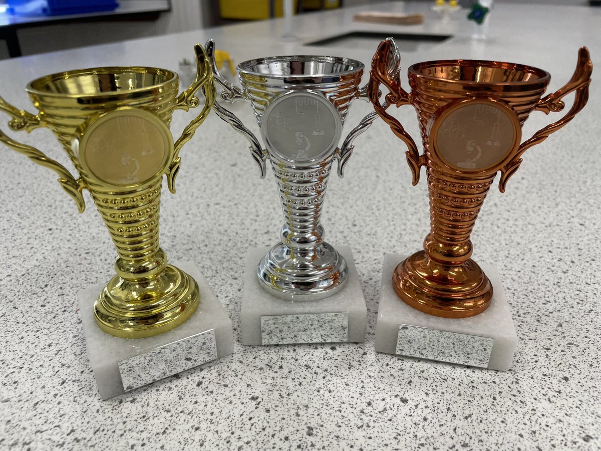 We are excited for the Enthuse Science Fair at St Leonard’s next Thursday! 👩‍🔬👨‍🔬 Trophies for the winning science projects have arrived! 🏆 #science #stem #sciencefair #futurescientists #chemistry #biology #physics
