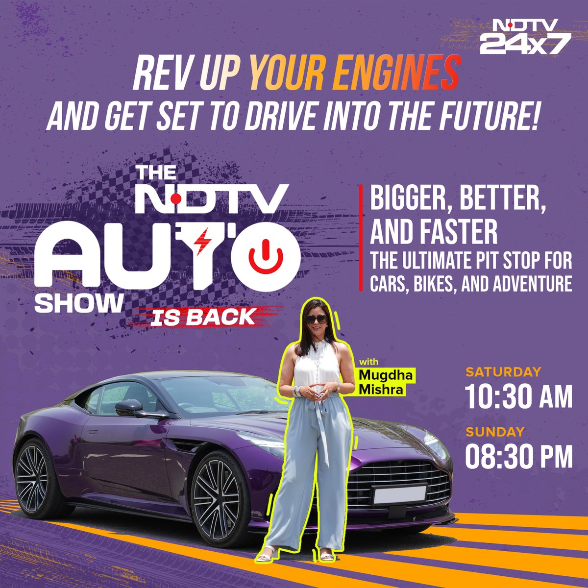 ndtv's tweet photo. Get ready for an exciting journey, because #TheNDTVAutoShow is coming with Mugdha Mishra Anand (@mishramugdha)

Where and when to watch? ⤵️
⏰ Saturday at 10.30 am | Sunday at 8.30 pm
📺 NDTV 24X7
🔗 https://t.co/hMlRpgak2y https://t.co/foqLTLqBac