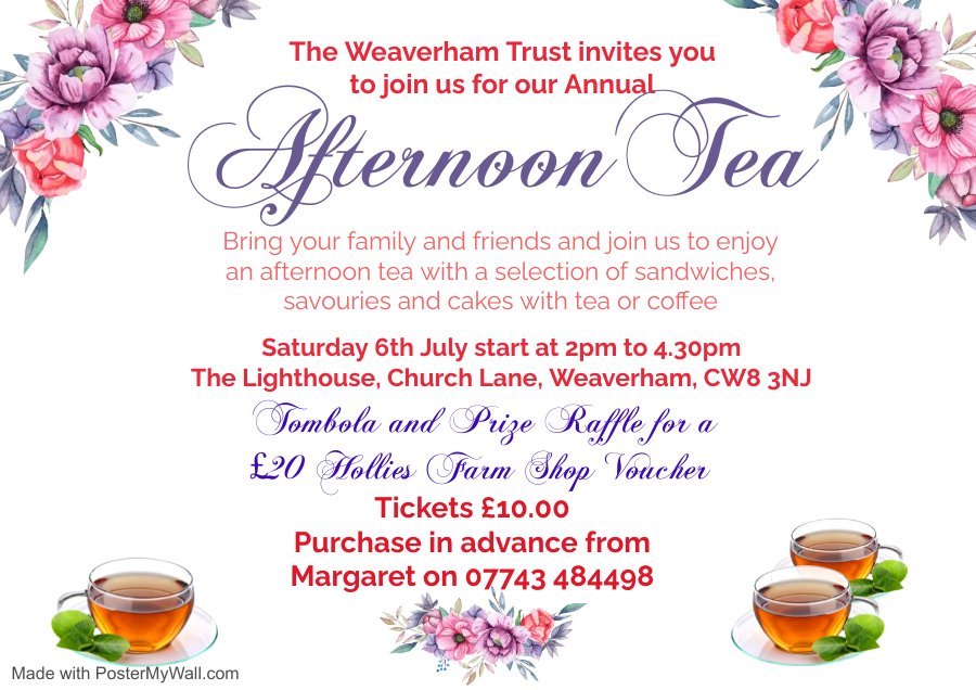 Come and join our afternoon tea! It's a great event #weaverhamtrust #afternoontea
