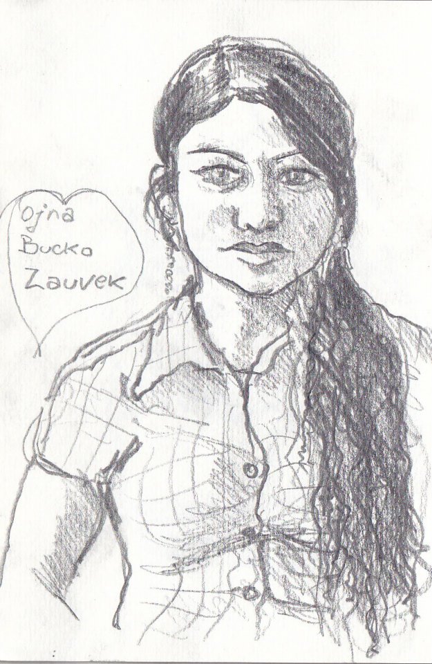 Sketch of the Day: Roma Girl, Plemetina, #Kosovo, 2009 #roma #gypsy