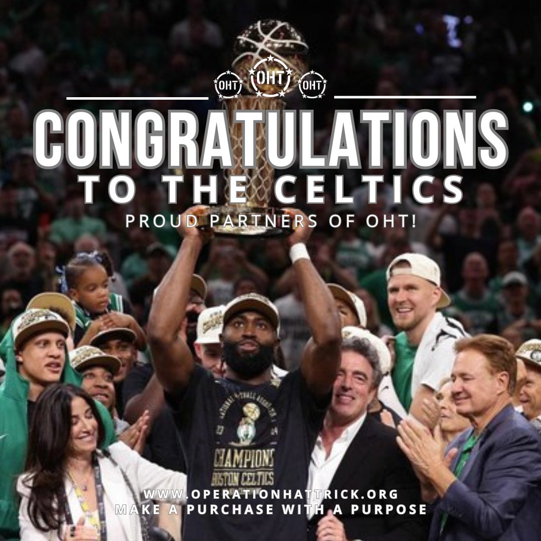Congratulations to the Celtics - proud partners of OHT! 

If you're lucky enough to have snagged some of our exclusive past 
OHT 🇺🇸 x Celtics 🍀 designs from the vault, tag us! 

Let's see your #OHTINTHEWILD  🎉