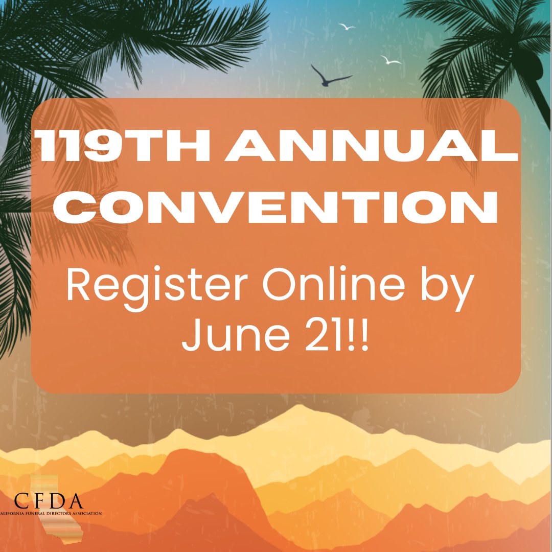 Last Day to register online for our 2024 CFDA Convention! Register today to avoid an additional $75 on-site registration fee. Don’t miss out – sign up today at cafda.org/convention!
