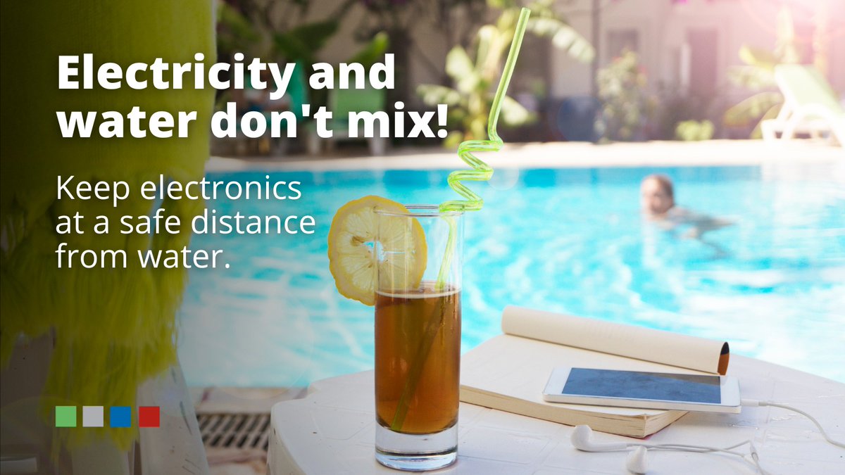 ErthPower's tweet photo. The poolside is no place for electrical equipment. Keep all electronics at a safe distance from water. #WaterSafetyWeek #WaterSafety #ElectricalSafety https://t.co/qJmJcjGi8e