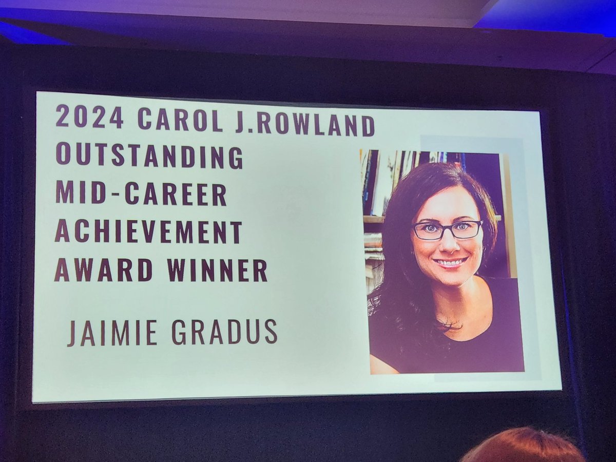 AmJEpi's tweet photo. This year's winner of the Carol J Rowland Hogue Outstanding Mid-Career Achievement Award is @jaimiegradus! #SER2024 https://t.co/GtIn0Jd6fA