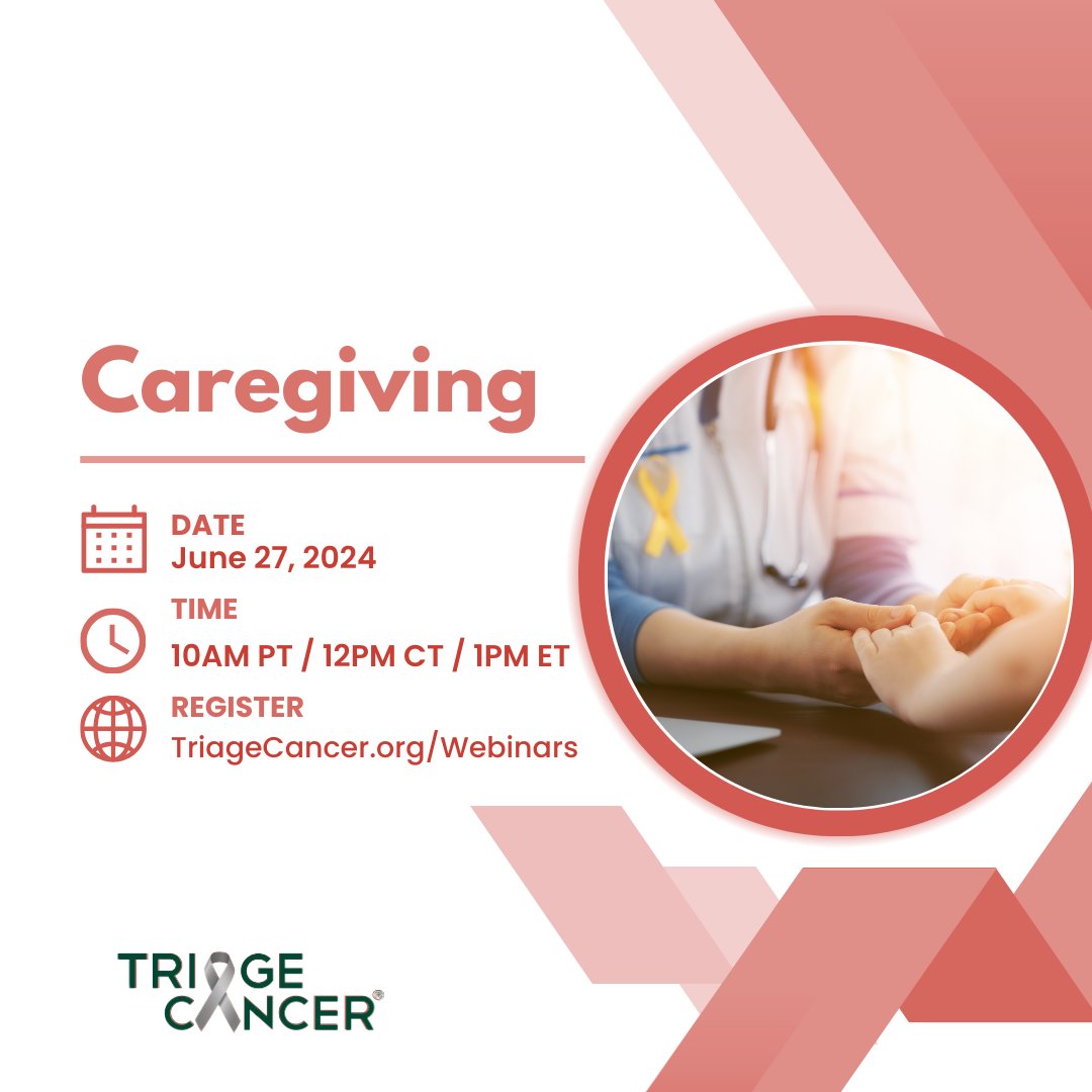 RSVP for <a href="/TriageCancer/">Triage Cancer</a>’s FREE webinar for Caregiving on 6/27! triagecancer.org/webinars

Learn about rights at work, replacing lost wages, community resources, &amp; more. + FREE CE for professionals.

#TriageTalks #CancerRights #TriageHealth