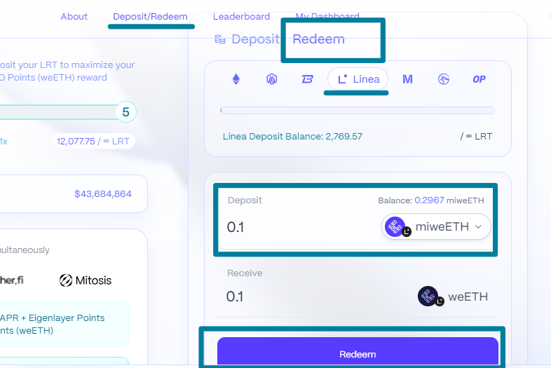 DragonCrip's tweet photo. MITOSIS como retirar en caso de necesitar recuperar la liquidez.

Pequeño tutorial de retiro. en caso de salir, necesitar liquidez, cambiar de estrategia o migrar a otro proyecto.

El sistema tiene un cambio 1:1 sin pérdidas ni penalidad, ni tiempo de congelado, nada de eso, es un swap inmediato. Eso es muy bueno.

Los paso son:

1-  Click en Depósitos/Redeem.

2- Click Redeem.

3- Seleccionar la RED donde depositamos ( por ejemplo Linea).

4- Muestra la posición que tenemos adentro,
poner cantidad, el cambio es 1 a 1.

5- Click Redeem.

6- Cuando confirmas te pregunta si estas seguro
(En este ejemplo lo hago  con 0.0001 para no desarmar mi stake)

7- Continuando con el proceso, te pasa a la siguiente pantalla donde te habre la transacción para confirmar.
Quemar el Mitosis weETH y recibir el Etherfi weETH con el que entramos.

Una vez confirmado ya tengo mis weETH en mi wallet nuevamente.

Ese seria la forma de retirar las cripto depositadas en Mitosis en caso de cambiar tu estrategia, irte a otro proyecto, cambiar por otra cripto etc.

Espero que te sirva, yo lo probé porque en cada proyecto que entro siempre me gusta conocer tanto la entrada como la salida.
