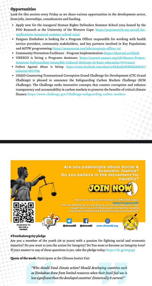 ZIMCODD (@zimcodd1) on Twitter photo Our Weekend Reader spotlights our 2 sessions at the <a href="/IACCseries/">International Anti-Corruption Conference</a> in Vilnius, Lithuania & job opportunities.
Read more: zimcodd.org/wp-content/upl…
#Youth4Integrity
#SIYACorruption Our Weekend Reader spotlights our 2 sessions at the <a href="/IACCseries/">International Anti-Corruption Conference</a> in Vilnius, Lithuania & job opportunities.
Read more: zimcodd.org/wp-content/upl…
#Youth4Integrity
#SIYACorruption