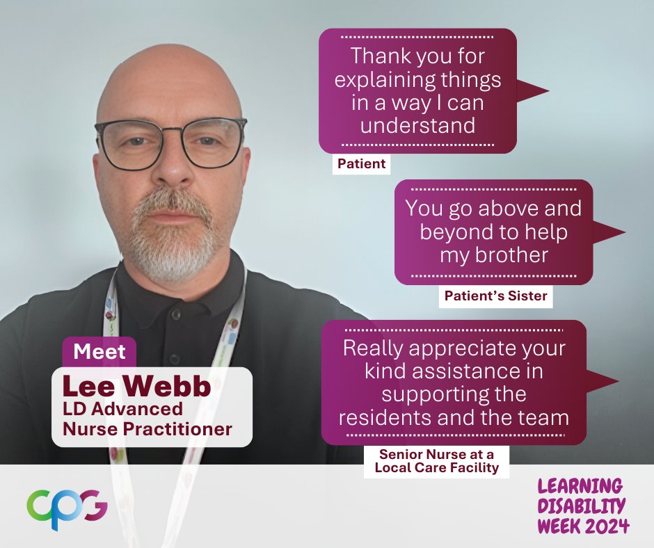 Lee Webb, Learning Disability Nurse, supports adults with a learning disability to meet their needs by working with professionals, providers, and carers to overcome barriers preventing them access.

For info on LD Services, contact us
📞 01472 571100
📧 cpg.cldt@nhs.net

#LDWeek