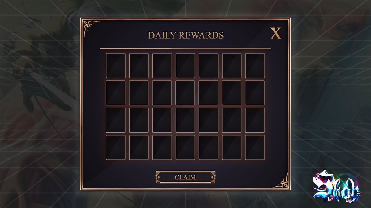 Daily Reward UI { Commisioned by <a href="/DaknSarab/">DaknSarab</a> }
___
 Portfolio: discord.gg/HVevCeH7Gm
Likes and rts appreciated 😝 
___
#fantasy #RPG #anime #Roblox #RobloxDev #RobloxStudio #Development #GFX #Art #UI #UIDesign #Anime #deepwoken