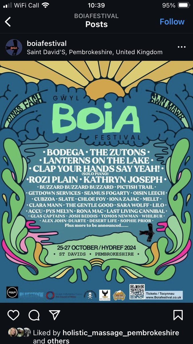 Pleased to be playing at <a href="/boiagigs/">Boia Festival</a> BOIA FESTIVAL in St David’s in October ! 
@pictishtrail ❤️ <a href="/sarawolffmusic/">Sara Wolff</a> ❤️ <a href="/kathrynjoseph_/">kathryn joseph</a> 

Tickets boiafestival.co.uk/book-tickets/

Xx