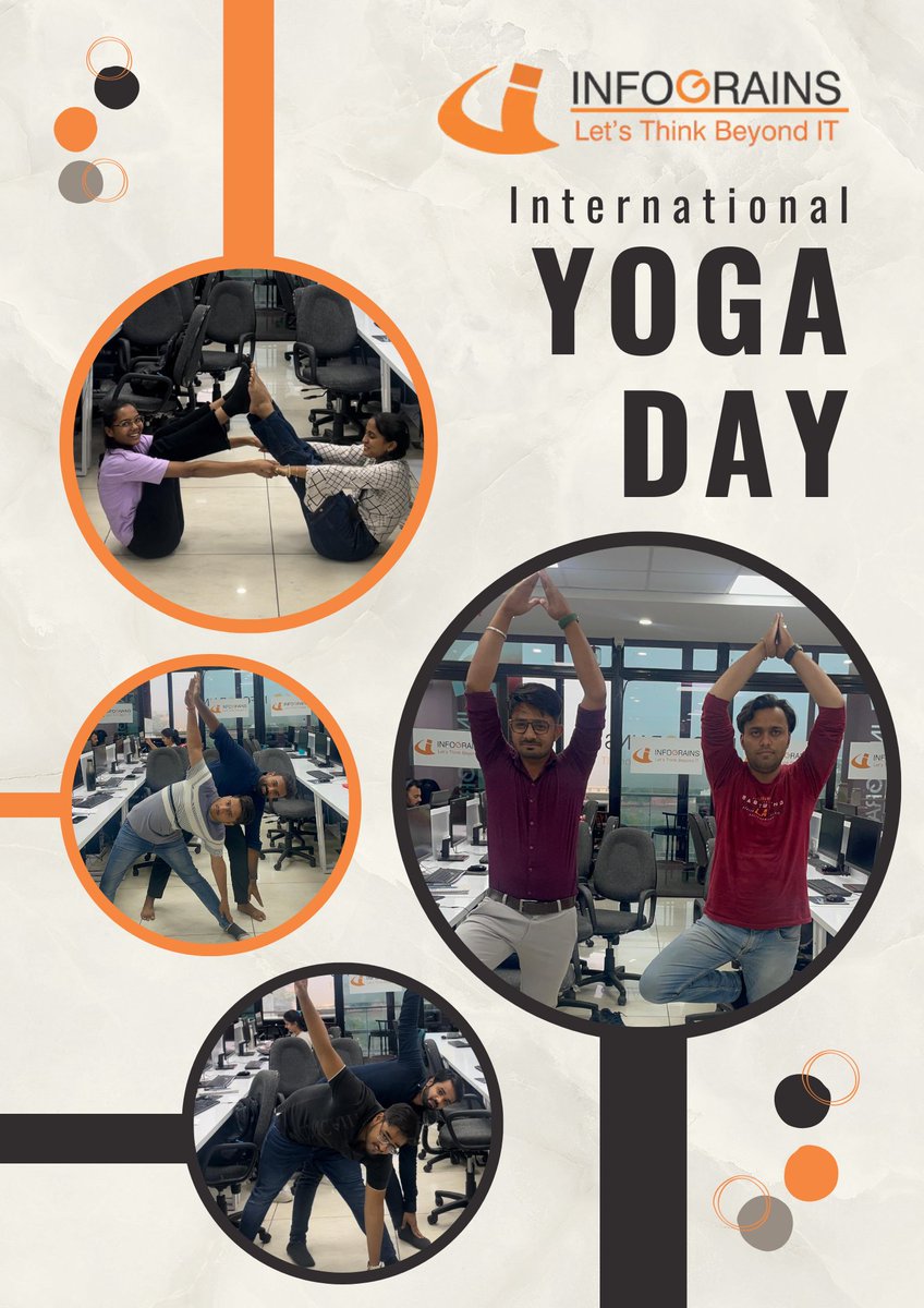 🧘‍♂️🧘‍♀️ Happy International Yoga Day from Infograins. 🧘‍♂️🧘‍♀️

Today, we took a break from coding and consulting to stretch, bend, and breathe together.

Our team enjoyed a rejuvenating yoga session as part of our Fun Friday activities.

It was the perfect way to promote wellness,