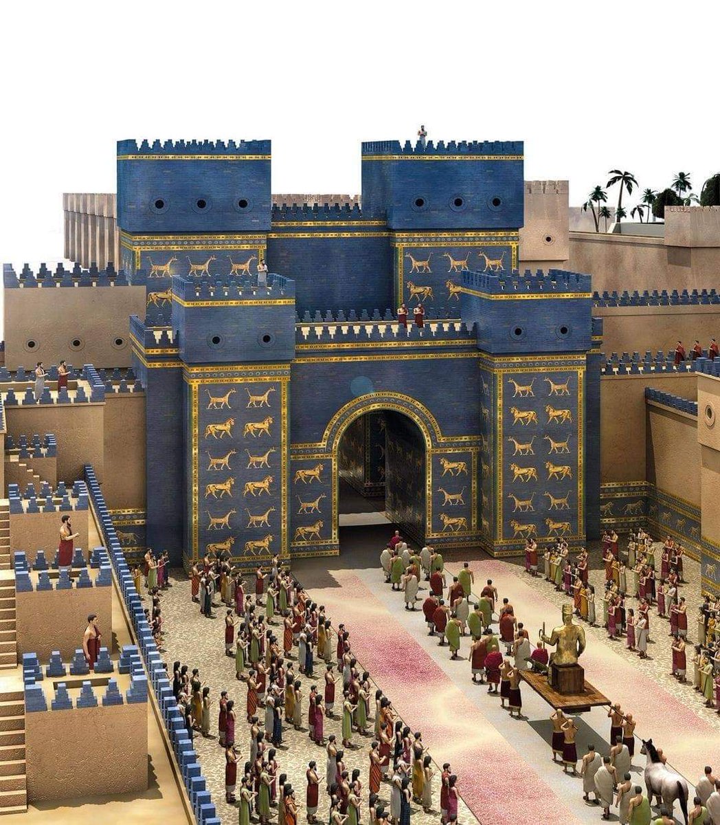 Ishtar Gate, the largest of the 8 gates of Babylon, built approx. 2500 years ago during the reign of Babylonian King Nabuchadnezzar II. 

Since the star of Ishtar, the goddess of love and beauty, is 8-pointed, the city of Babylon was also built with 8 gates. Because Ishtar's eyes