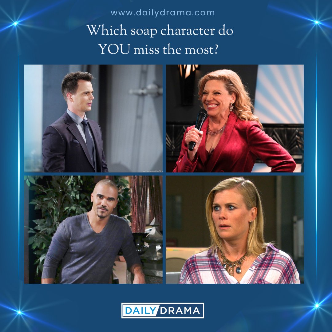 dailydramatv's tweet photo. π§ΌSoap operas are full of unforgettable characters who've captivated us for years. But some legends leave a lasting void after their exits. The pictures below are a few examples.π§Ό
#DailyDrama #GH #BoldandBeautiful #YR #Days ##SoapLife https://t.co/dLTZ0TK5oR