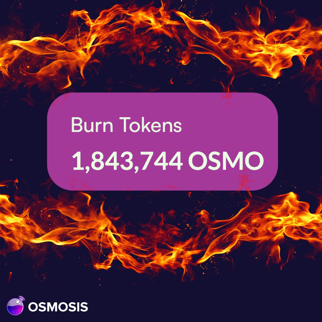 osmosis's tweet photo. THE BURN HAS ONLY JUST BEGUN 🔥

So far, 1.8+ million OSMO tokens have been burned and removed from circulation. 

Track the burn on @mintscanio: https://t.co/4upaNkohPU https://t.co/jMgBx8Rc54