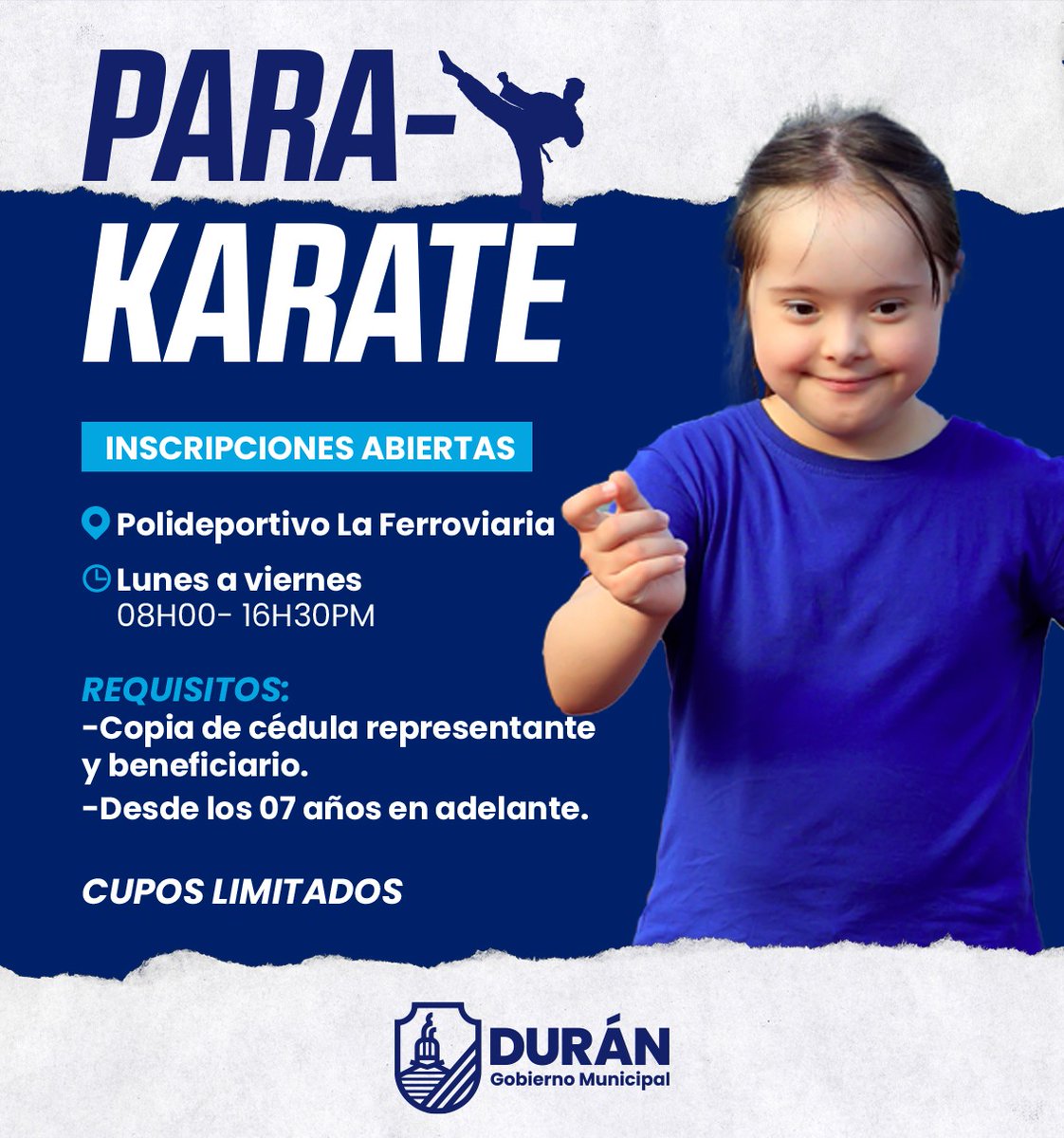GobiernodeDuran's tweet photo. ¡Karate inclusivo para todos! 

Únete a nuestras clases y disfruta de una actividad física que promueve la confianza y el bienestar. ¡Ven y forma parte de esta gran familia!

@CHONILLOec #EsDuránEsEcuador https://t.co/IVKp3r5nZR