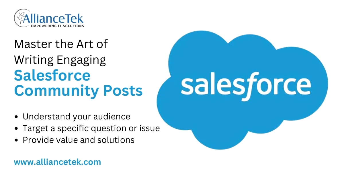 AllianceTekInc's tweet image. Tips &amp;amp; Tricks To Write An Outstanding Salesforce Community Post

Create compelling posts that stand out and contribute positively to the community with tips at bit.ly/44PGrk7

#SalesforceTips #Engagement #CRMExperts #KnowledgeSharing #Growth