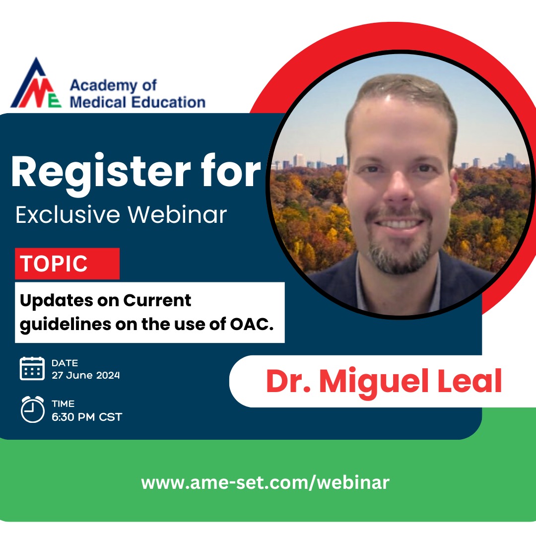 Join Our Exclusive Webinar on June 27, 2024, at 6:30 PM CST.

Register Now➡️
ame-set.com/webinar/index.…

#MedicalEducation #Cardiology #Webinar
#StrokeProphylaxis #Healthcare

<a href="/DJ_Lakkireddy/">DJ Lakkireddy</a> <a href="/AndreaRussoEP/">Andrea Russo</a> <a href="/EP_mom1/">Mina Chung MD</a> <a href="/JonPicciniSr/">Jonathan Piccini, MD, MHS</a> <a href="/DrMiguelLeal/">Miguel A Leal</a>