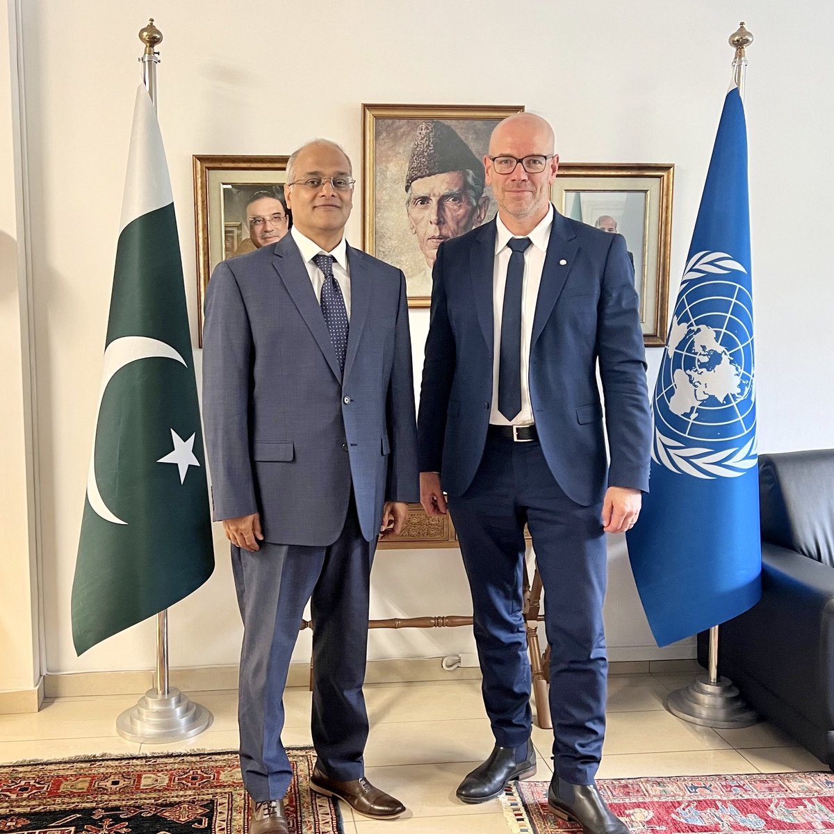 Pakistan Mission Geneva (@pakun_geneva) on Twitter photo Amb <a href="/drbahmad72/">Bilal Ahmad</a> received Director <a href="/UNIDIR/">United Nations Institute for Disarmament Research</a> Robin Geiss today.
🇵🇰 continues to support UNIDIR in advancing research on disarmament and security issues, especially for the benefit of developing countries. Amb <a href="/drbahmad72/">Bilal Ahmad</a> received Director <a href="/UNIDIR/">United Nations Institute for Disarmament Research</a> Robin Geiss today.
🇵🇰 continues to support UNIDIR in advancing research on disarmament and security issues, especially for the benefit of developing countries.