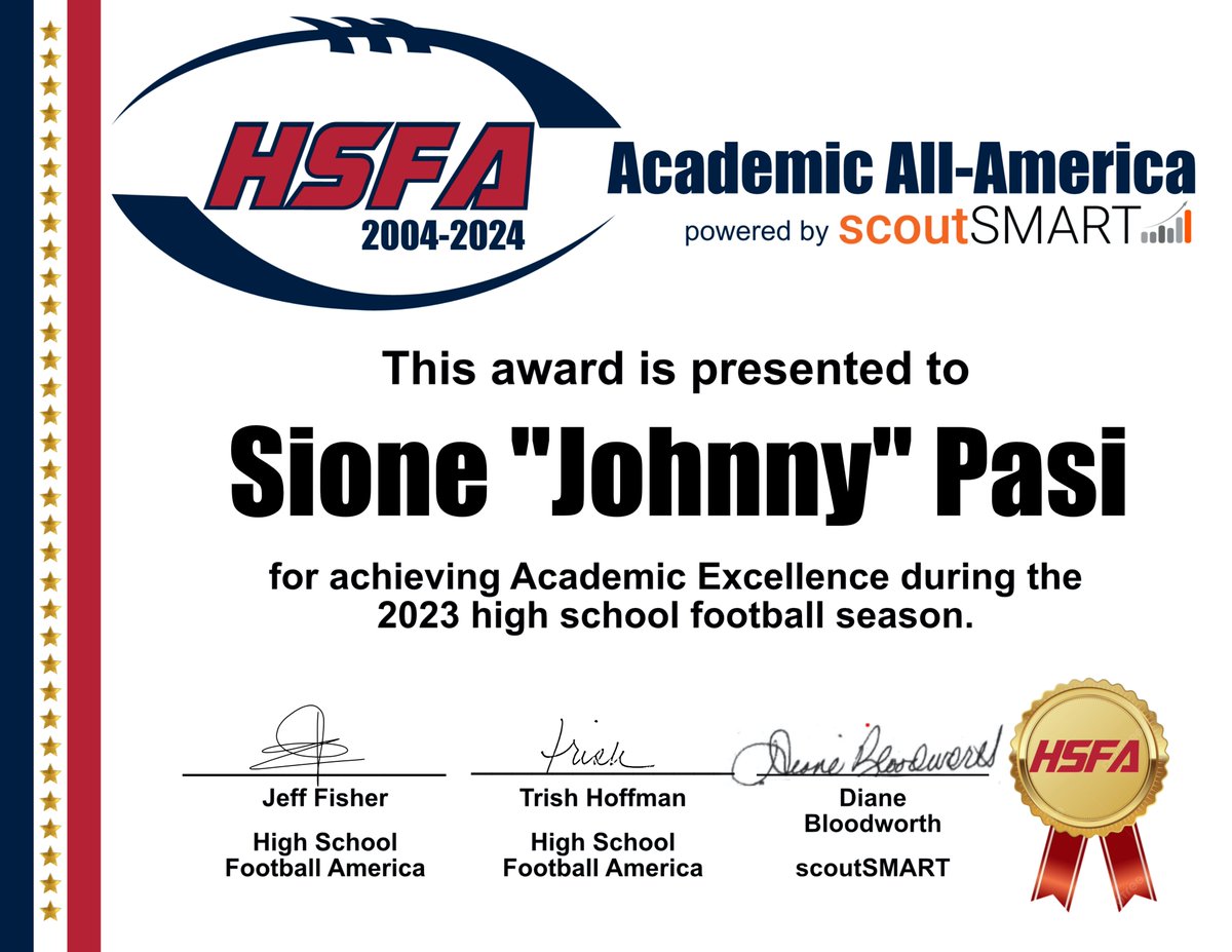 HSFBamerica's tweet photo. Today we salute two 2023 High School Football America Academic All-Americans from Kahuku High School in Hawaii — @pasi_sione @Mana_Carvalho22 #playfootball #allamerican https://t.co/Y7SAXQJJ6m
