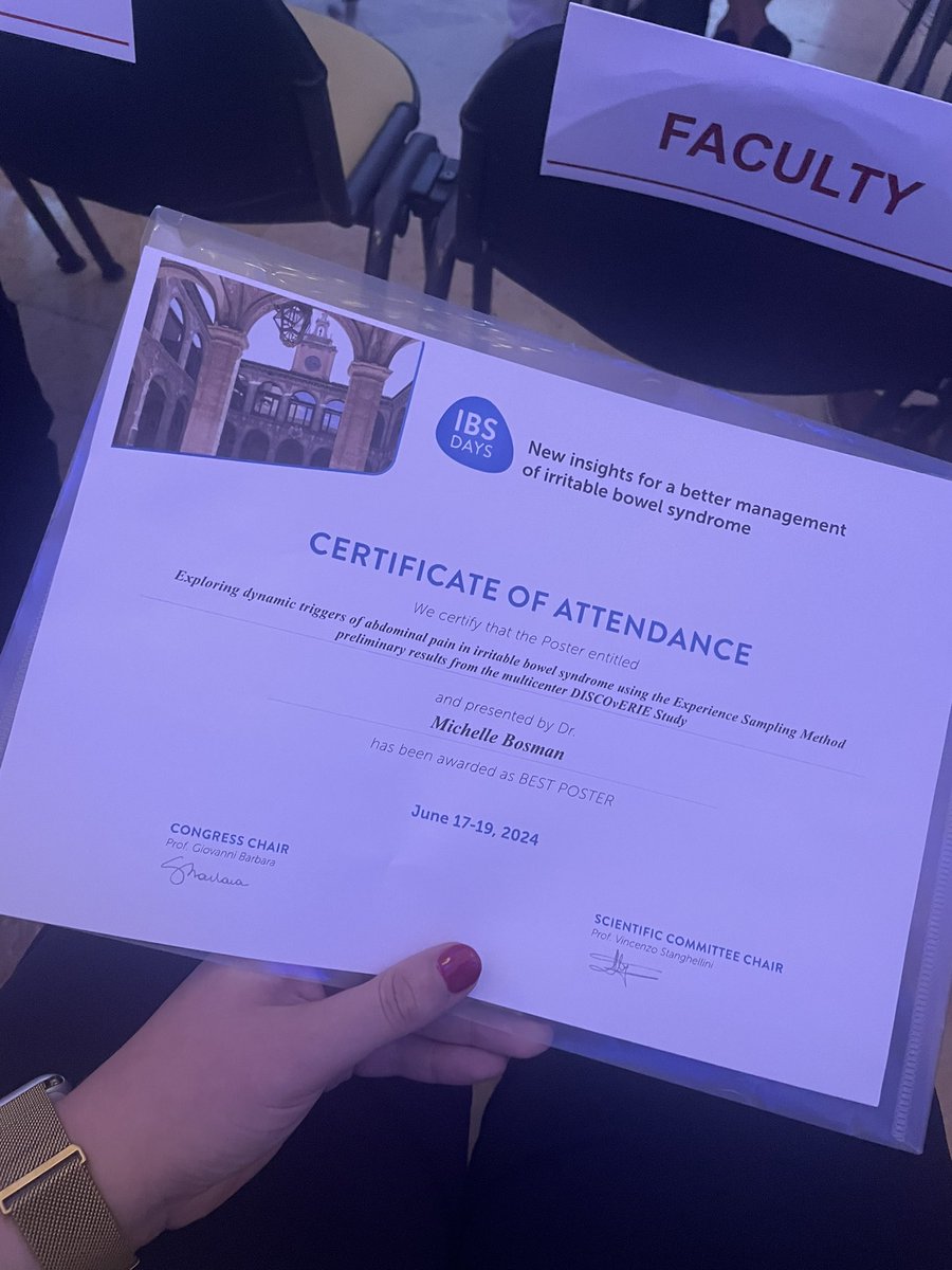 Michelle (@michellebosman_) on Twitter photo Excited to share that we have been awarded Best Poster at #IBSdays2024 for our Experience Sampling Method study with preliminary results of <a href="/DiscoverieEU/">Discoverie</a> on dynamic triggers in #IBS patients Excited to share that we have been awarded Best Poster at #IBSdays2024 for our Experience Sampling Method study with preliminary results of <a href="/DiscoverieEU/">Discoverie</a> on dynamic triggers in #IBS patients