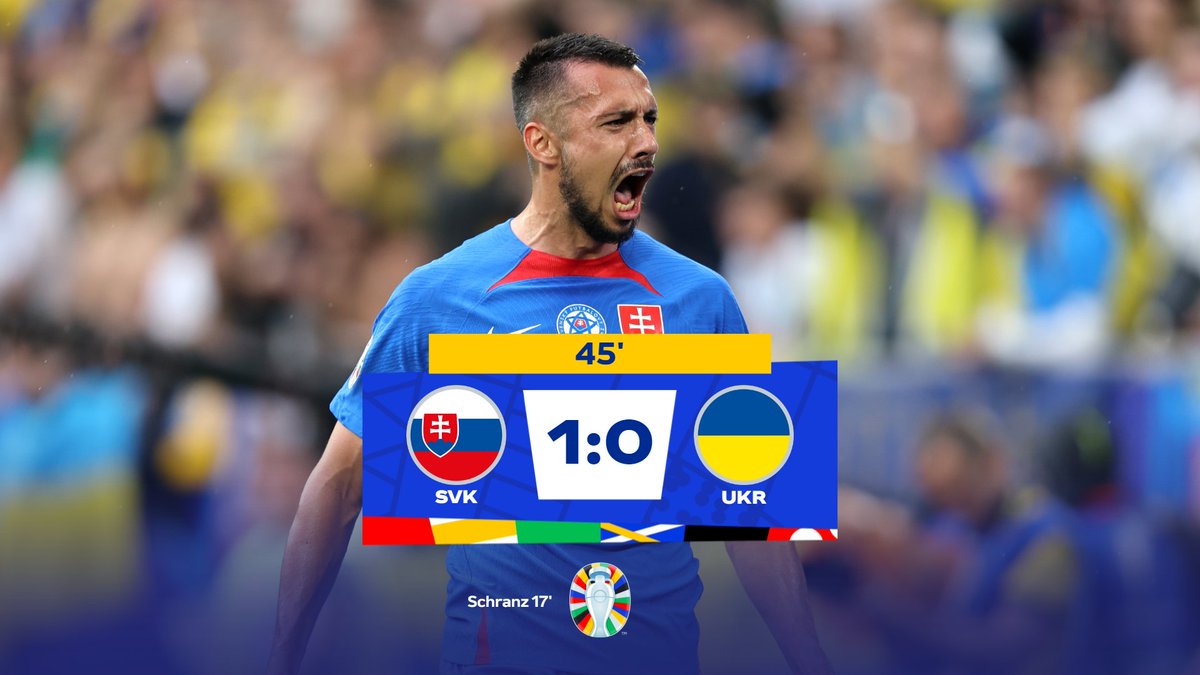 EURO2024DE's tweet image. ⏸ #SVKUKR 45&apos; Min - 1:0 🇸🇰🆚🇺🇦

#EURO2024 | #SVK | #UKR