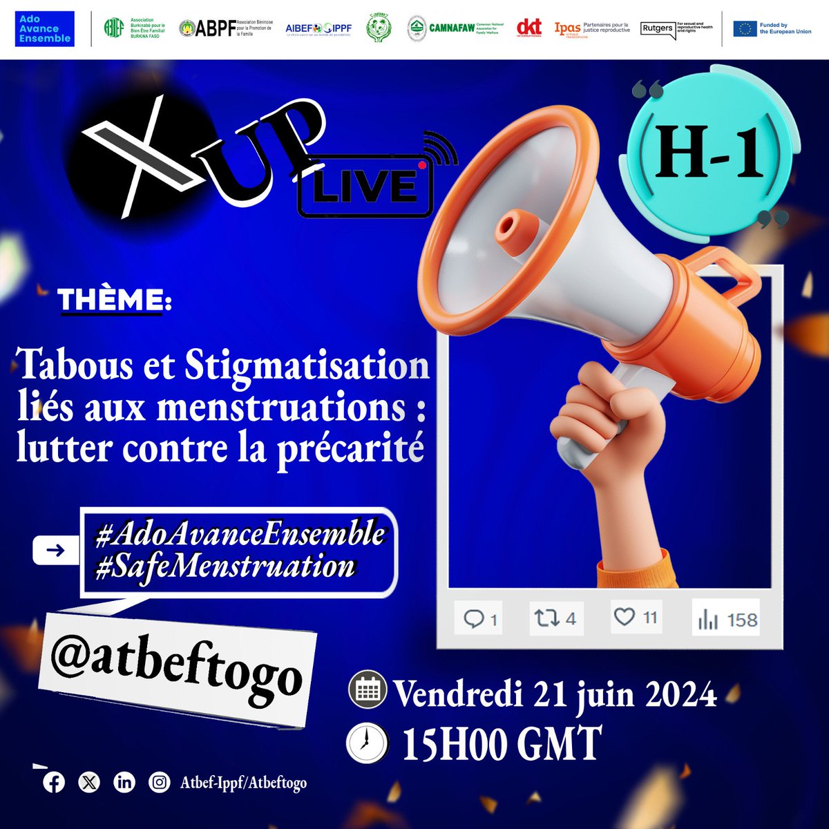 On s'active !!!
#AdoAvanceEnsemble
#SafeMenstruation
#MenstruationsSansTabous
<a href="/IPPFAR/">IPPFAR</a> <a href="/majatbef/">MAJ ATBEF TOGO</a>