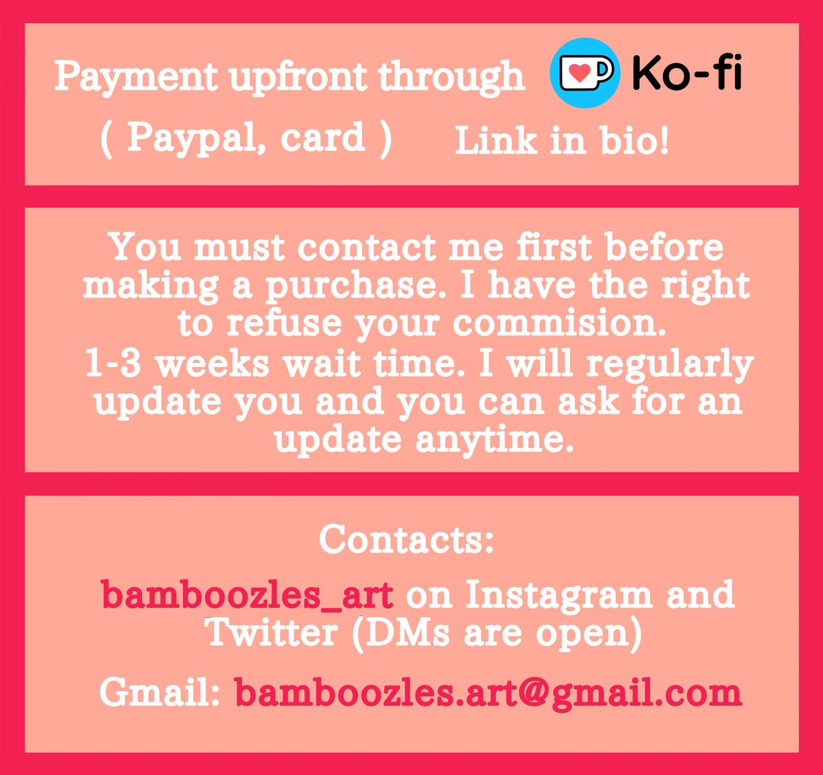 bamboozles_art's tweet photo. COMMISSIONS ARE OPEN AGAIN WITH AN UPDATED SHEET! 
3 SLOTS AVAILABLE!
Please massage me if you are interested or have any questions!

#Hazbinbinhotel #Hazbinbinhotelart #commissionsheet #commissions https://t.co/4D7jifZ8KF