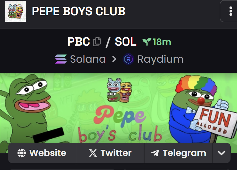 PBCSolana's tweet photo. @dexscreener Socials paid and updated $PBC

Show some luuuurrrrvvvveee https://t.co/dwoivcFYCc

#PepeBoysClub https://t.co/V3DlIfWrjn