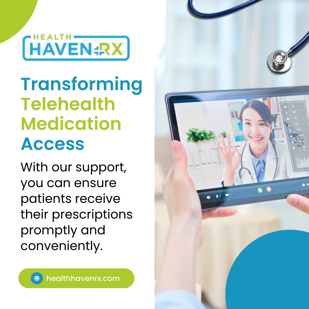 Transforming telehealth means prioritizing patient access to medications. With Health Haven Rx's support, you can guarantee swift prescription delivery, ensuring patients never miss a dose. 💡💻

Connect with us and let's revolutionize healthcare together!