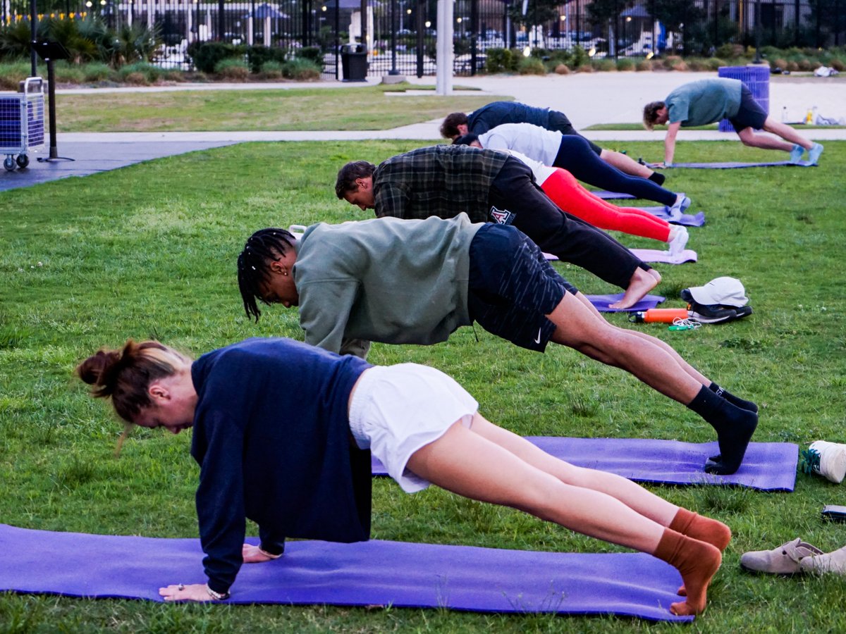 Embracing serenity and strength, one pose at a time. 🧘‍♀️✨ Celebrating the harmony of mind, body, and soul this International Yoga Day. #InternationalYogaDay

View the full GroupX schedule here: lsu.edu/urec-groupx