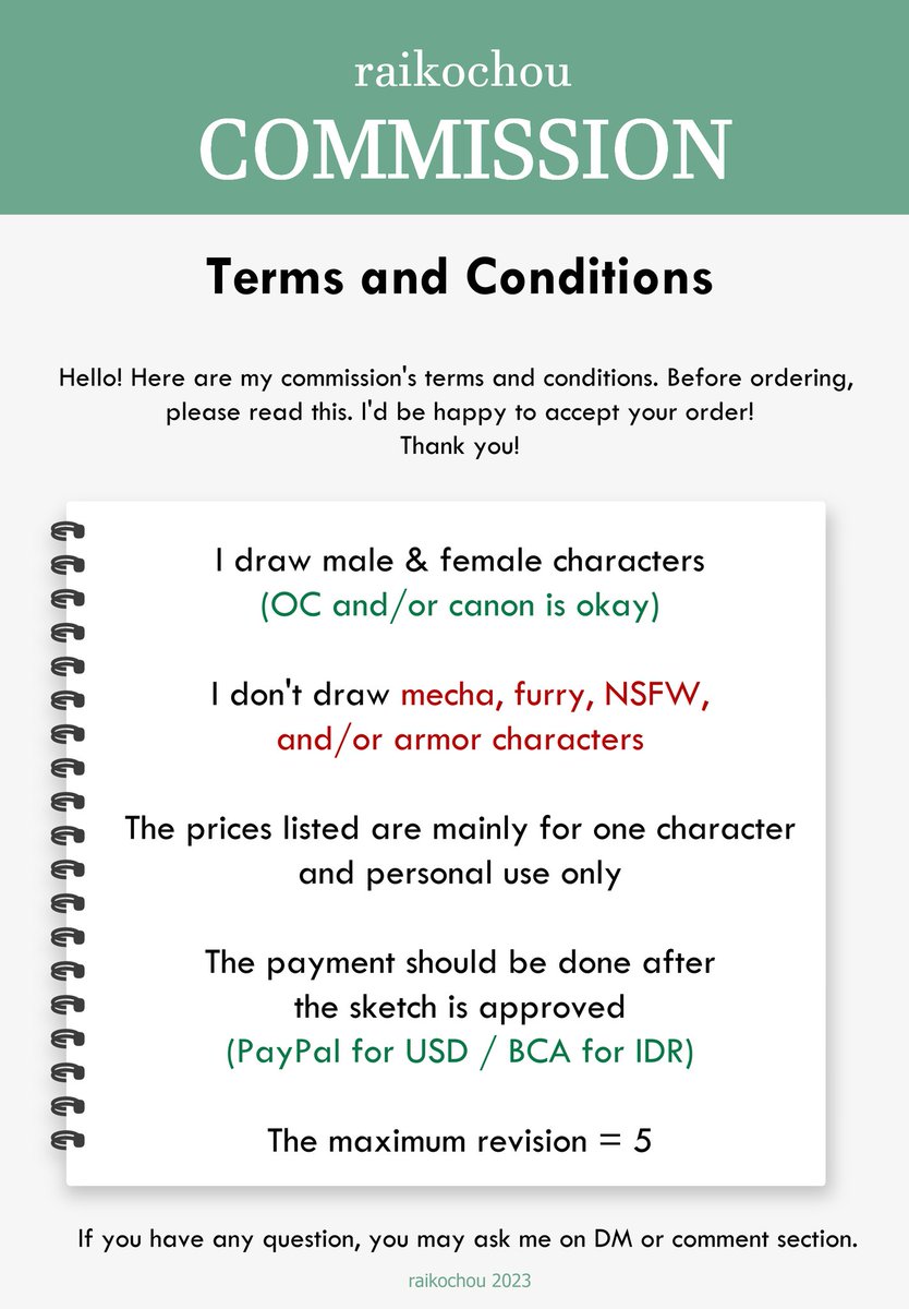 Guys, aku open local commission tipe colored sketch. Untuk bulan ini, slotnya tinggal 2 yaa! Harganya 120k/char (bust up kaya di pict 1), kalo couple 200k ajaa!❤️🐕 Let's goo!