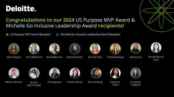 Congratulations to Deloitte’s 2024 Michelle Go Inclusive Leadership Award winners! I’m grateful to be part of a firm that honors Michelle’s legacy and celebrates #Purpose and #DEI impacts. Learn about purpose and DEI at Deloitte. deloi.tt/3XCvqAX