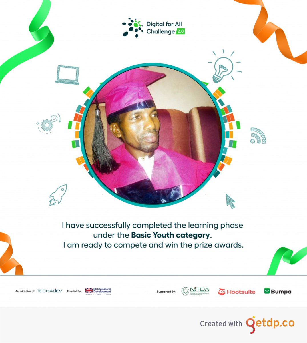 GanuwaMisbahu's tweet image. Tech4Dev
 @Tech4De
I have honestly been very satisfied with the results of my courses. It gives me great to say with pride that i have completed my learning in Basic Youth Category.

 #DFAChallenge2.0 
 #DigitalforAllChallenge!