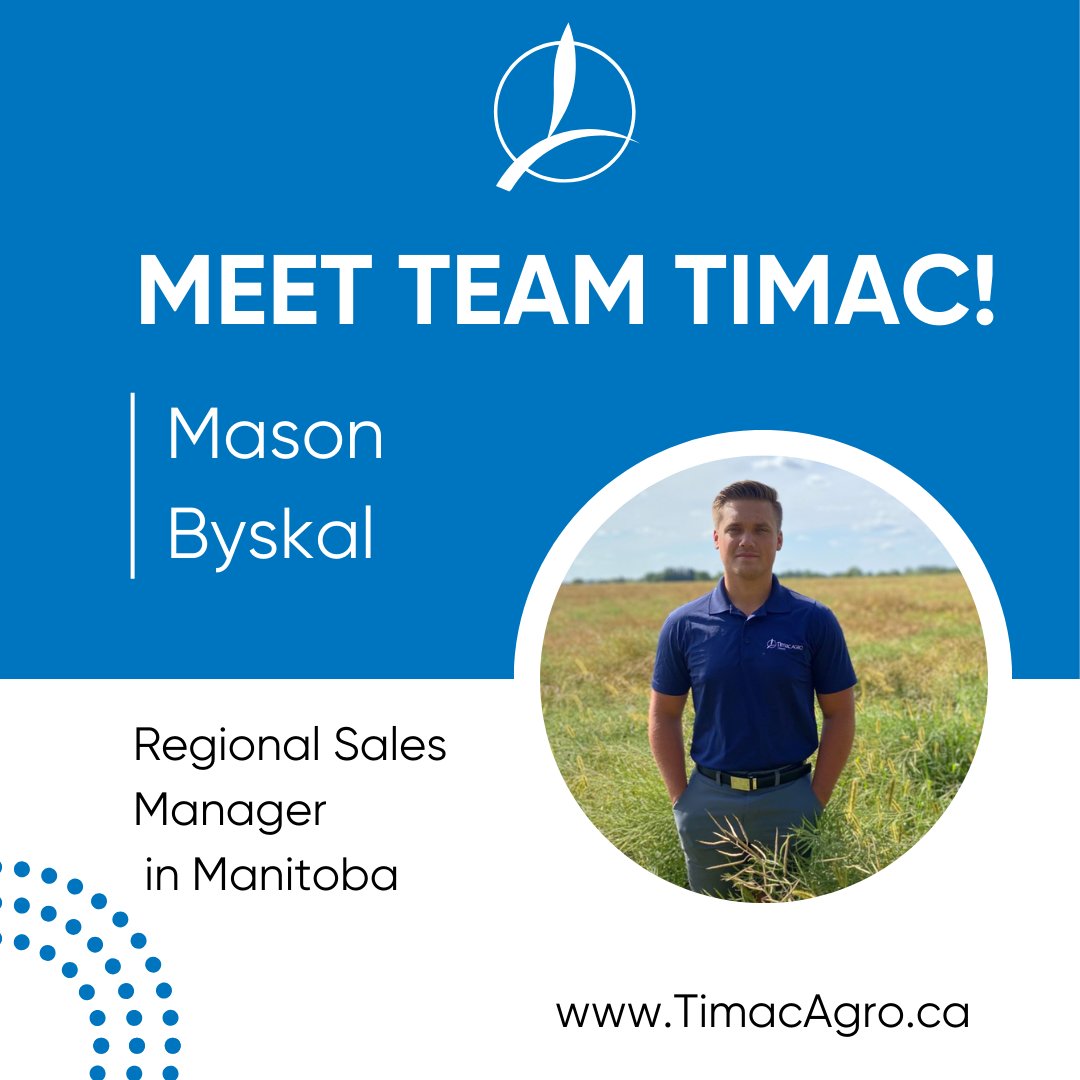 TimacAgroCanada's tweet image. Meet Team Timac!

Mason Byskal is a Regional Sales Manager  in Manitoba.

Mason is amazing at building relationships by meeting with customers and discovering their needs while building a relationship of trust for them to become long-term customers. 

#farmthefuture #workinag