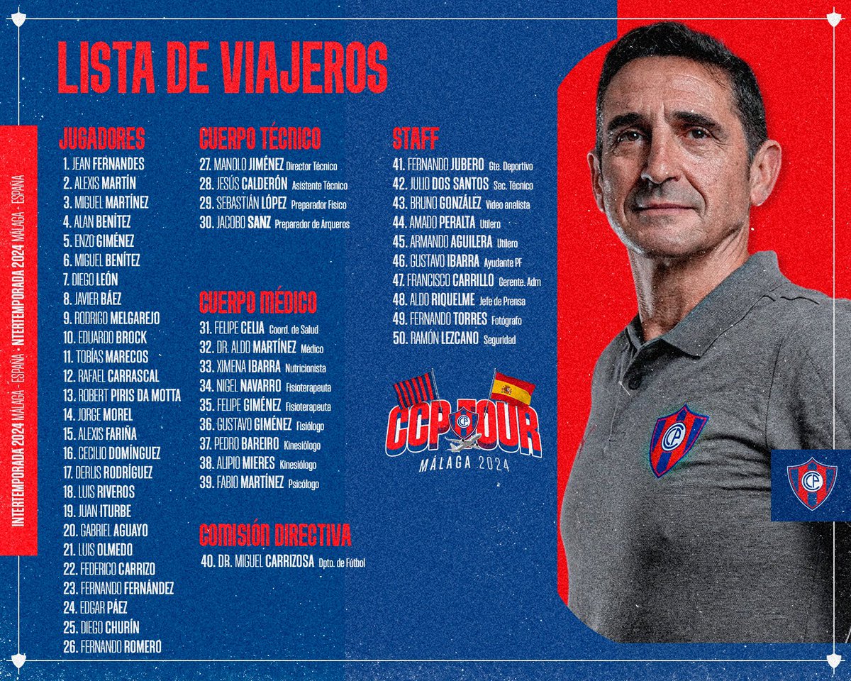 CCP1912oficial's tweet photo. 📄 Lista de Viajeros para la Intertemporada 2024 en Málaga, España ⚽️✈️🇪🇸

¡Vamos Ciclón! 🌪

#ElClubDelPueblo 🔵🔴 https://t.co/nkW1o3hdfe